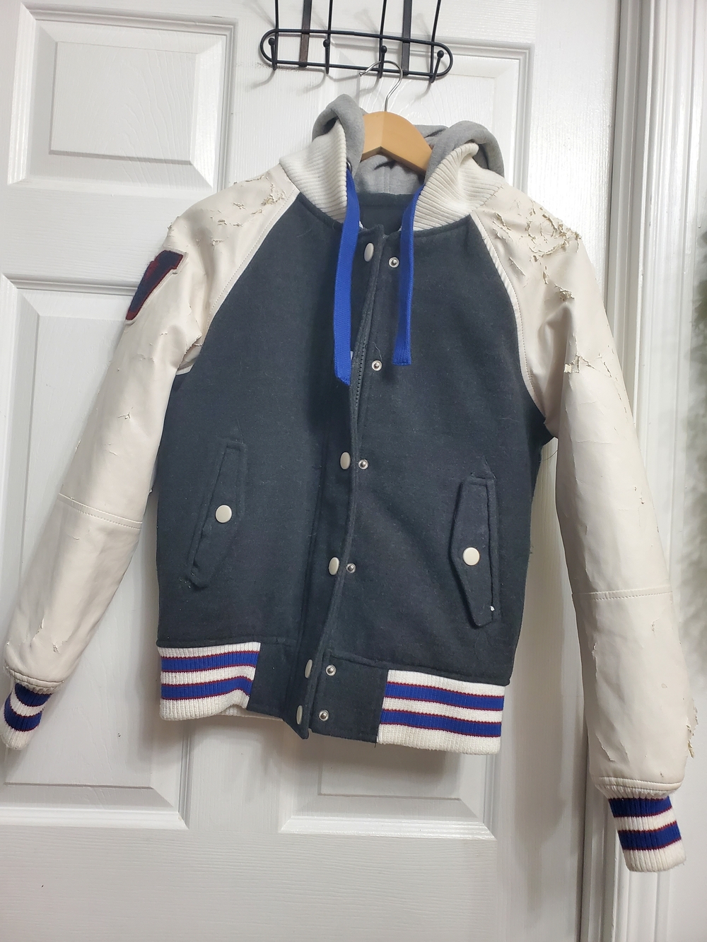 SWS Two-Tone Hooded Varsity Jacket - SIZE M (DAMAGED)